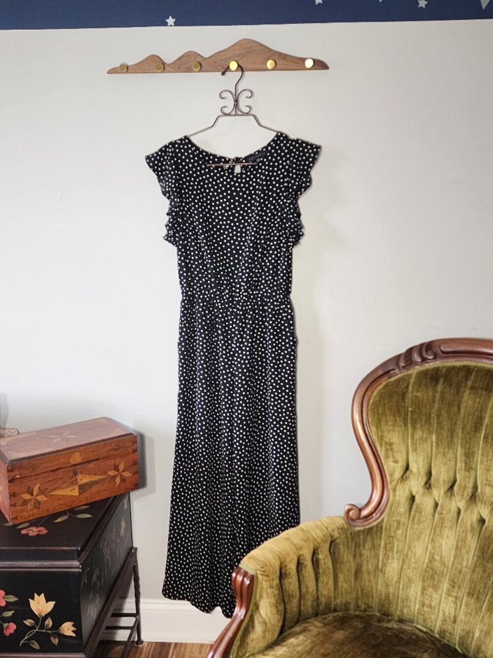 Sanctuary Antonella Polka Dot Wide Leg Jumpsuit Black White Size S